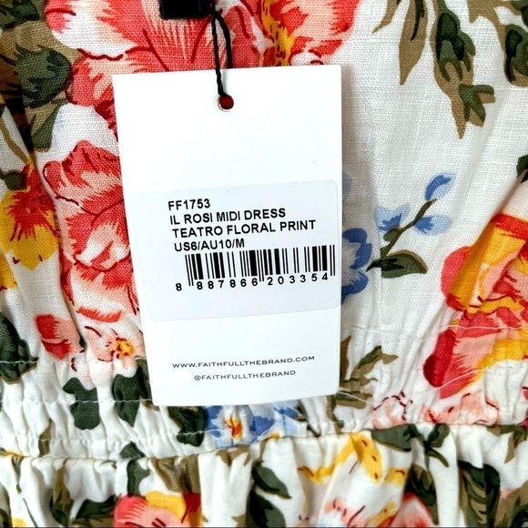 Faithfull the Brand Il Riso Midi linen Dress Teatro Floral NWT - Picture 8 of 10